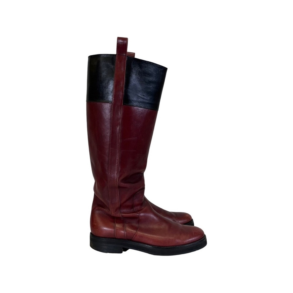 Dries Van Noten red leather riding boots size 39